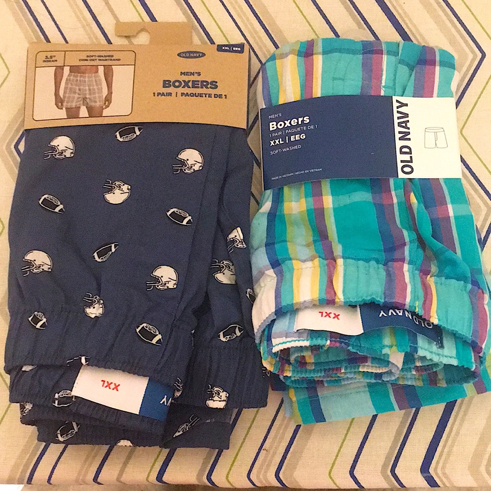 Old Navy Boxers Underwear Football Plaid Print for Men Lot of 2 XXL NWT New